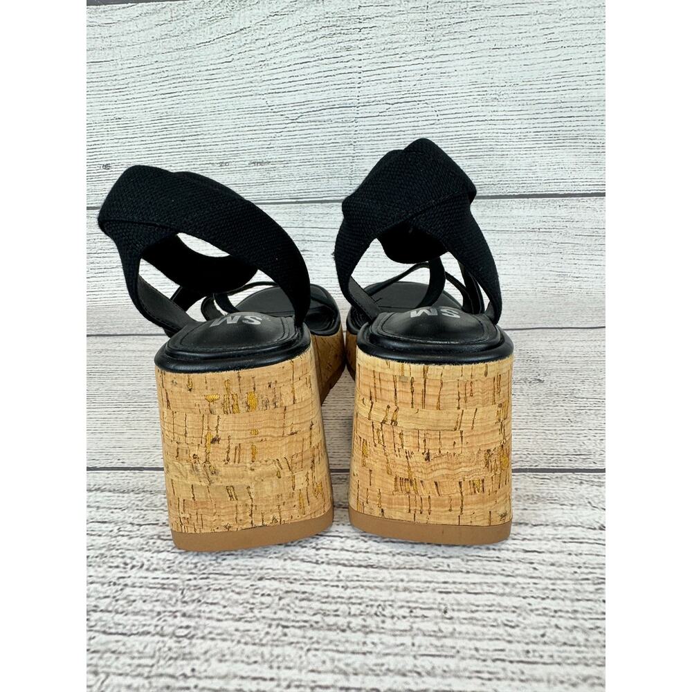 Steve Madden NY Women's Black Strappy Wedge Sandals Size 8.5 - Picture 5 of 9